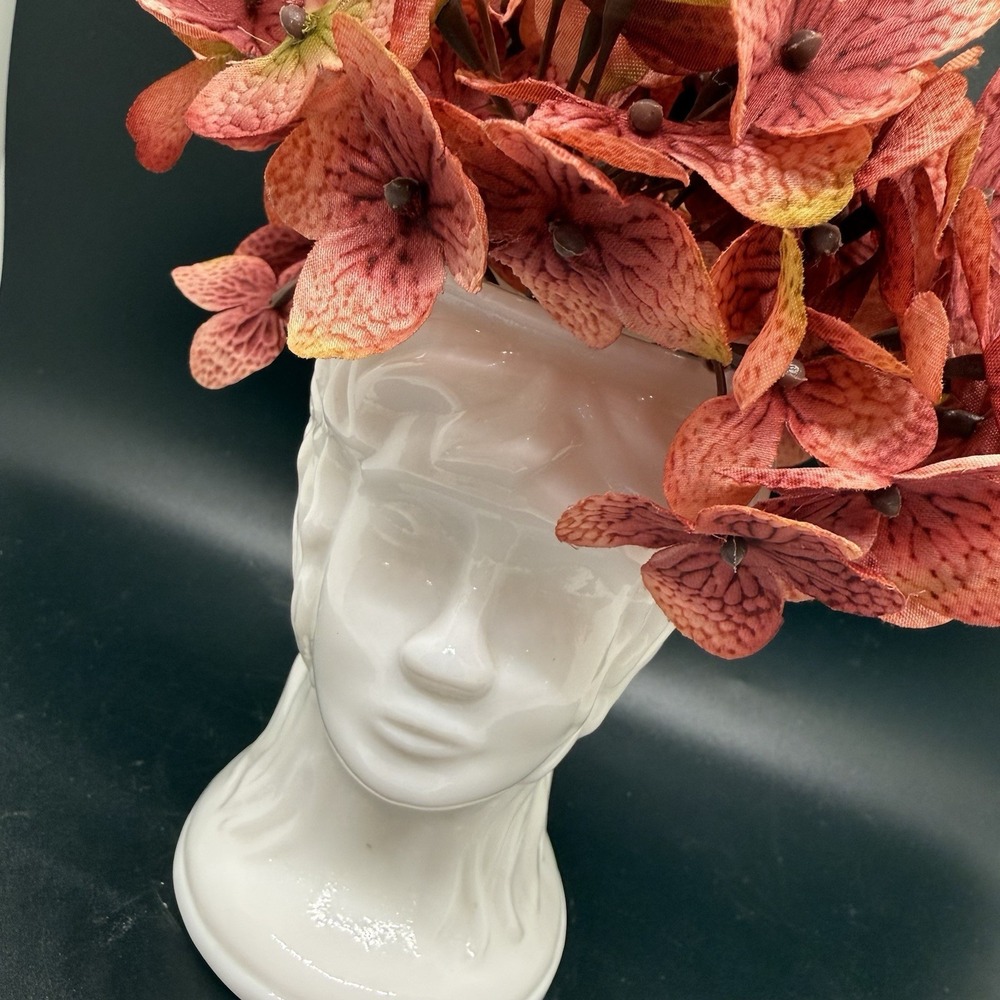 VTG Milk Glass Planter MCM Victorian Woman Head Vase Cottage Core Decor White
